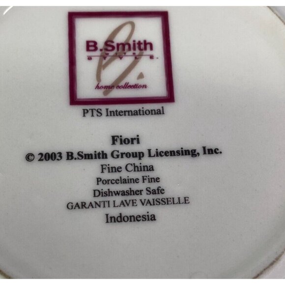 PTS International B Smith W Style FIORI Gray Rim Black Leaves 9" Bowls Set of 4 - Picture 10 of 16